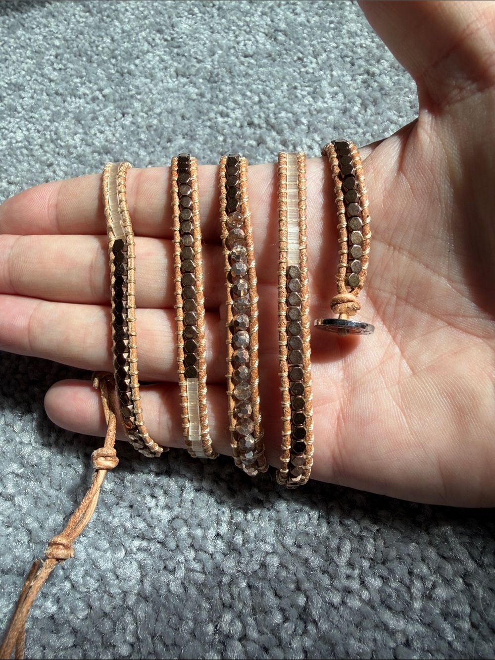 Brown and Tan Victoria Emerson Multi Strand Wrap Bracelet